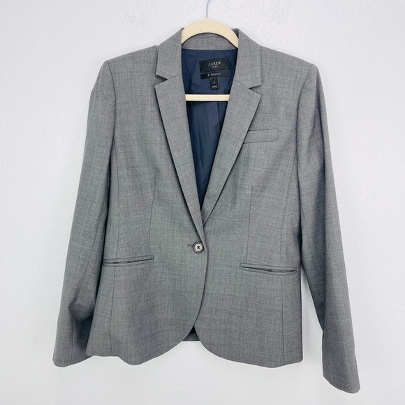 J. Crew Suiting 1035 Campbell Bi Stretch Tollegno 1900 Grey Single Button Blazer - Picture 2 of 6